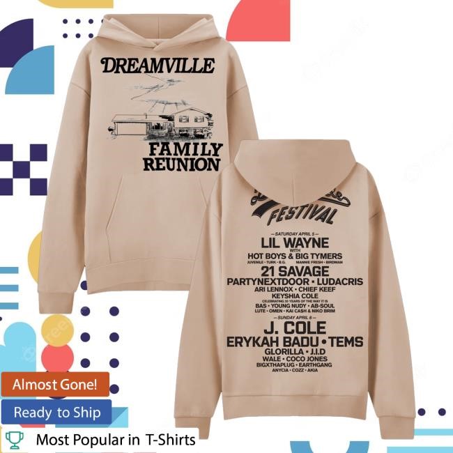 Dreamville Fest Merch Dv 25 Family Reunion Rose Quarts Lineup Sweatshirt - New Tee Shop