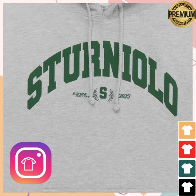 Sturniolo Clothing Merch Official Sturniolo Surprise Party Collegiate Short Sleeve Tee Heather Gray - New Tee Shop