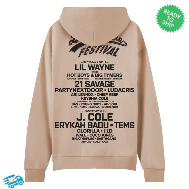 Dreamville Fest Merch Dv 25 Family Reunion Rose Quarts Lineup Sweatshirt - New Tee Shop