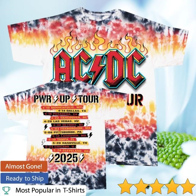 Official Acdc Color Tie Dye Pwr Up Tour Shirt - New Tee Shop