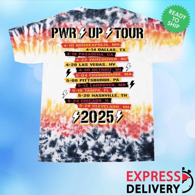 Official Acdc Color Tie Dye Pwr Up Tour Shirt - New Tee Shop