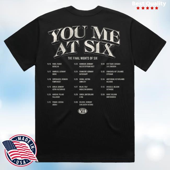 Trending You Me At Six Merch Tfnos European Tour Flying Skull Tee - New Tee Shop