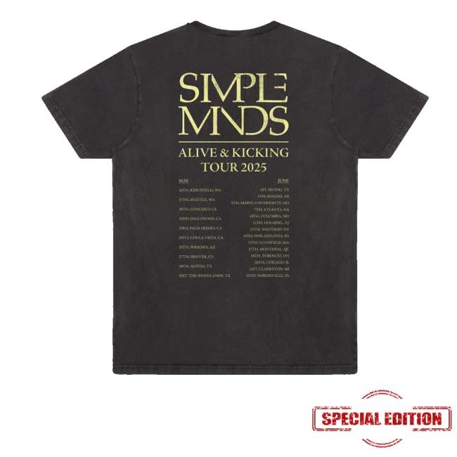 Simpleminds Merch Alive & Kicking 2025 Itinerary Black Hoodie Sweatshirt - New Tee Shop