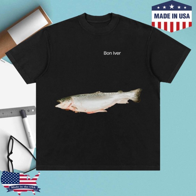 Bon Iver Merch Salmon Crewneck Sweatshirt Black - New Tee Shop