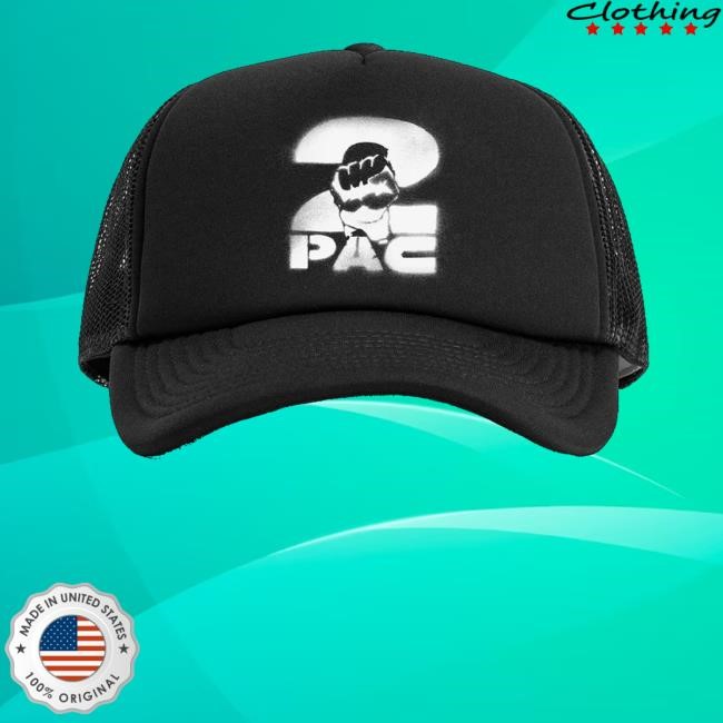2Pac Shop Stencil 2Pac Logo Black Trucker Hat