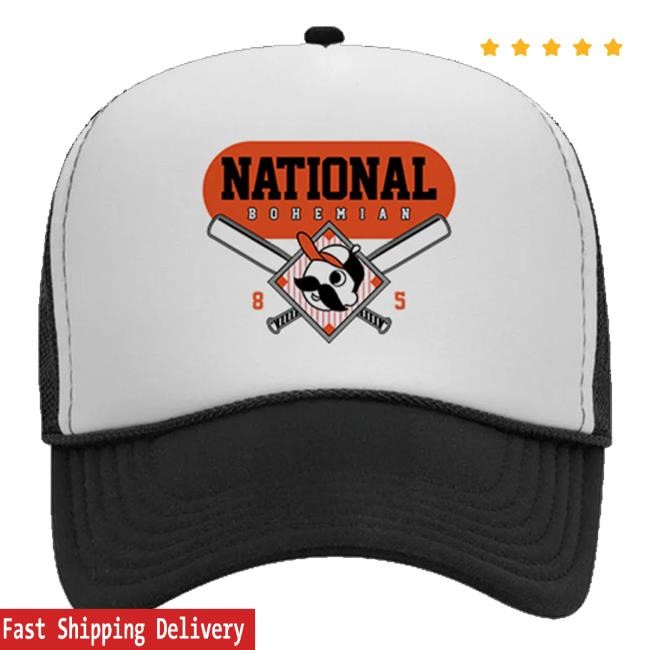Official National Bohemian World Famous Black White Trucker Caps - New Tee Shop