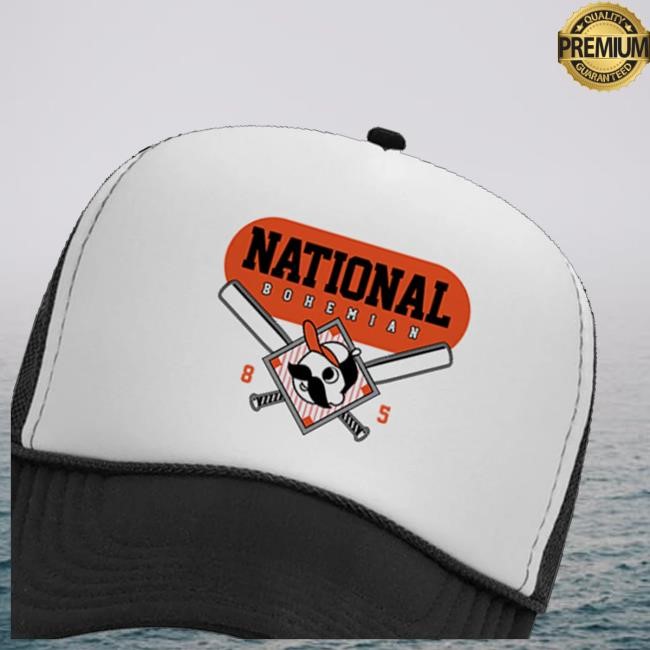 Official National Bohemian World Famous Black White Trucker Caps - New Tee Shop