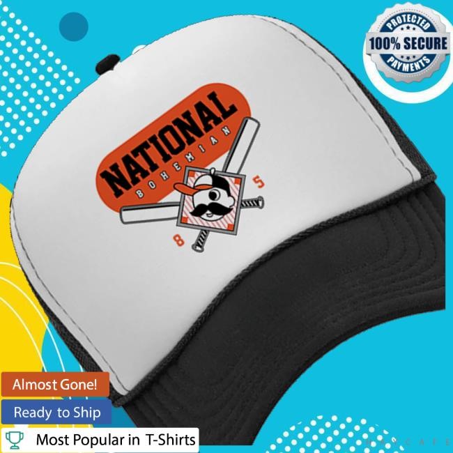 Official National Bohemian World Famous Black White Trucker Caps - New Tee Shop