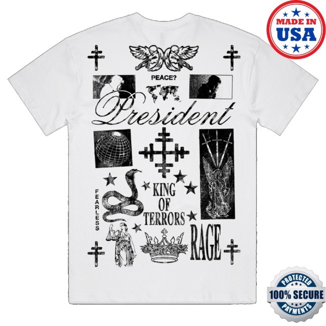 Official President Merch King Of Terrors Script Shirt White - New Tee Shop